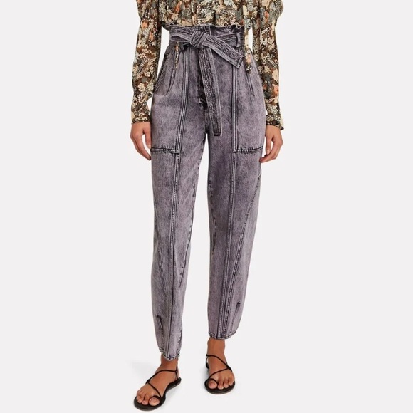 Ulla Johnson Pants - ULLA JOHNSON Brier Tie-Waist Acid Wash Jeans Lilac Purple